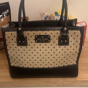 Kate Spade Black and Cream Polka Dot Tote